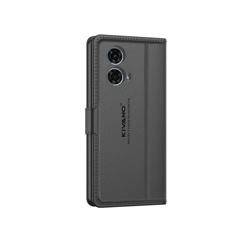 Motorola G24 Power Leather Flip Cover & Mobile Card Holder - Kivano Luxe - Aibex